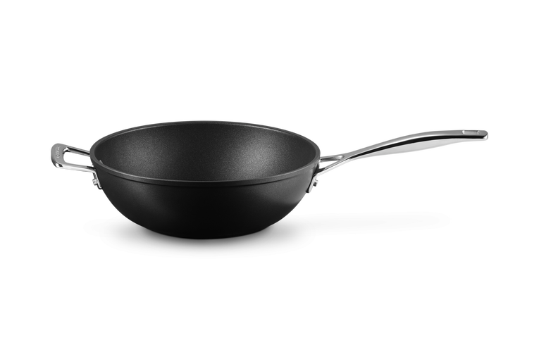 Sartén wok de aluminio antiadherente con asa de soporte