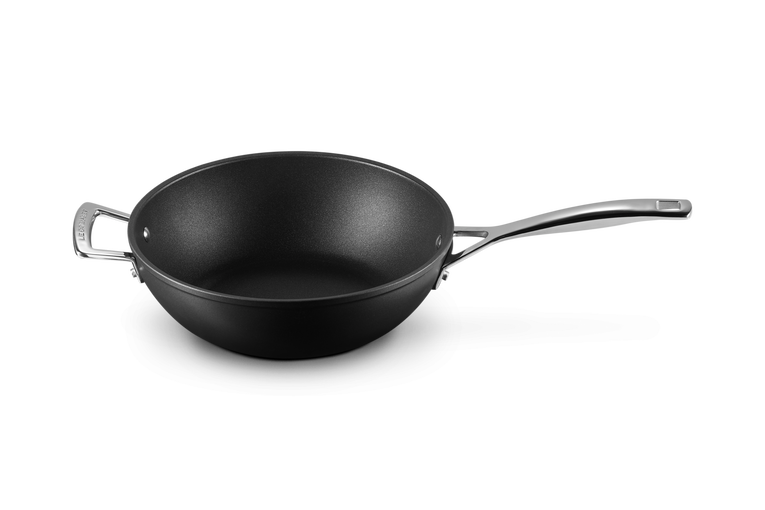 Sartén wok de aluminio antiadherente con asa de soporte